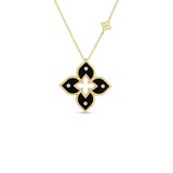 Roberto Coin Venetian Princess 18K Yellow Gold 0.03cttw Diamond & Black Flower Pendant Necklace