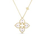 Roberto Coin Venetian Princess 18K Yellow Gold 0.03cttw Diamond & White Flower Pendant Necklace