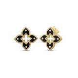 Roberto Coin Venetian Princess 18K Yellow Gold 0.04cttw Diamond & Black Flower Stud Earrings