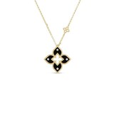 Roberto Coin Venetian Princess 18K Yellow Gold 0.02cttw Diamond & Black Flower Pendant Necklace