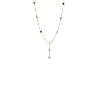 Roberto Coin Venetian Princess Carnival 18K Yellow Gold Multi Stone Lariat Necklace