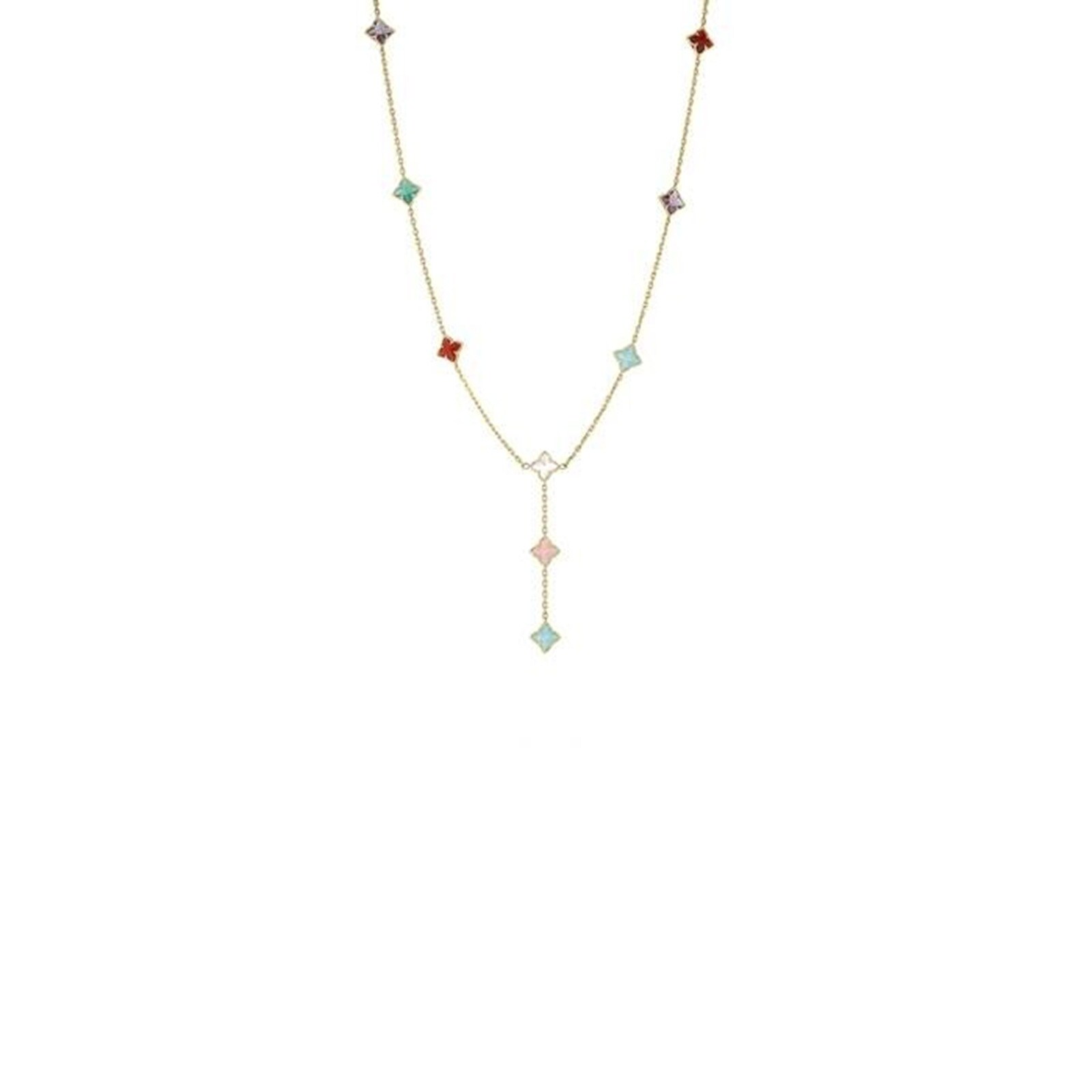 Roberto Coin Venetian Princess Carnival 18K Yellow Gold Multi Stone Lariat Necklace