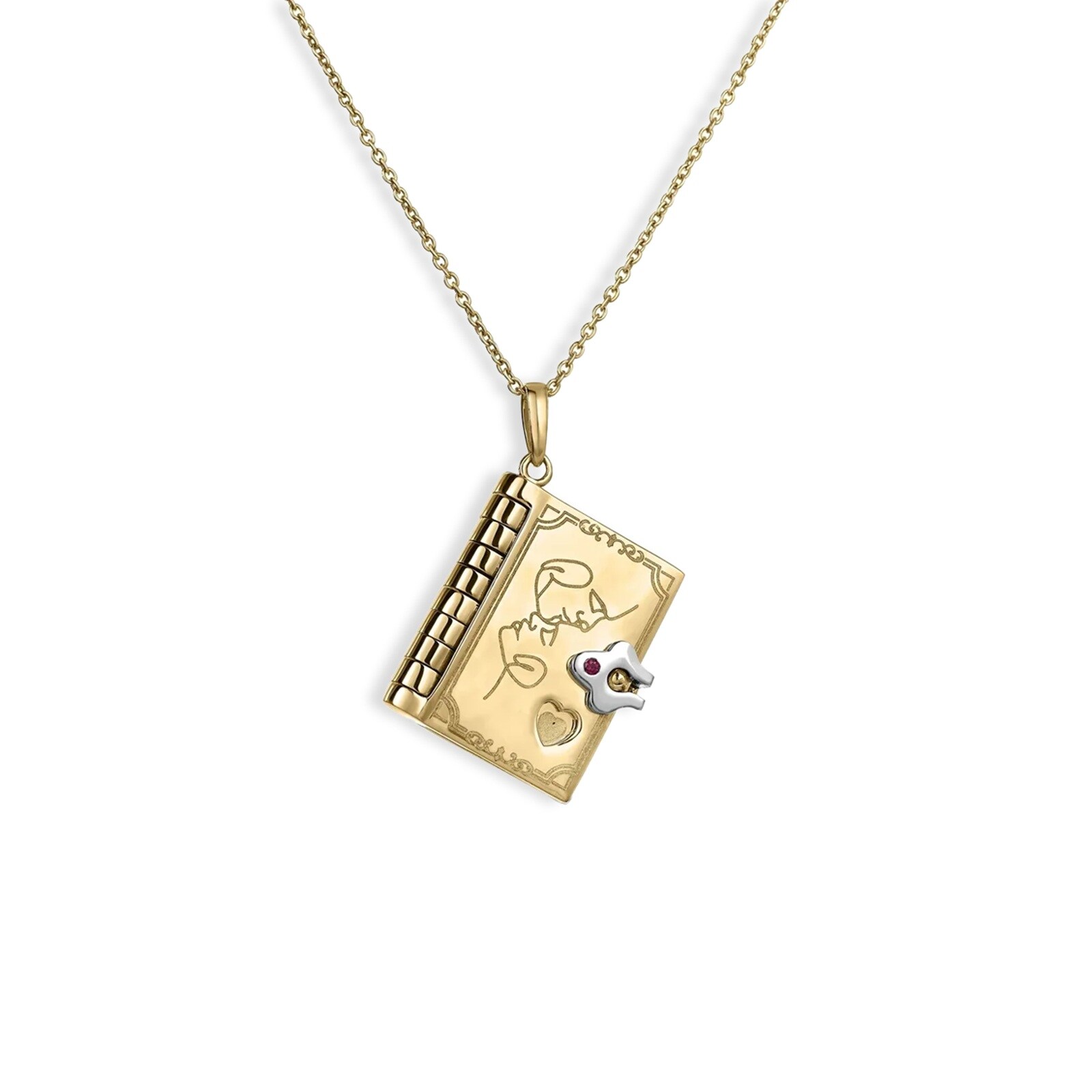 Roberto Coin Tiny Treasures 18K Yellow & White Gold Love Book Pendant Necklace