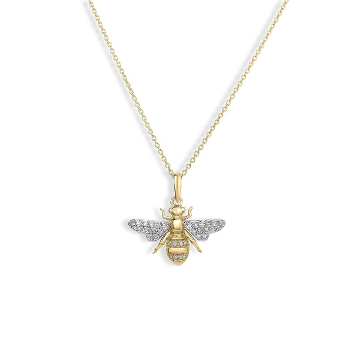 Roberto Coin Tiny Treasures 18K Yellow & White Gold 0.13cttw Diamond Bumble Bee Pendant Necklace