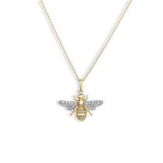 Roberto Coin Tiny Treasures 18K Yellow & White Gold 0.13cttw Diamond Bumble Bee Pendant Necklace