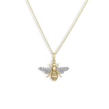 Roberto Coin Tiny Treasures 18K Yellow & White Gold 0.13cttw Diamond Bumble Bee Pendant Necklace