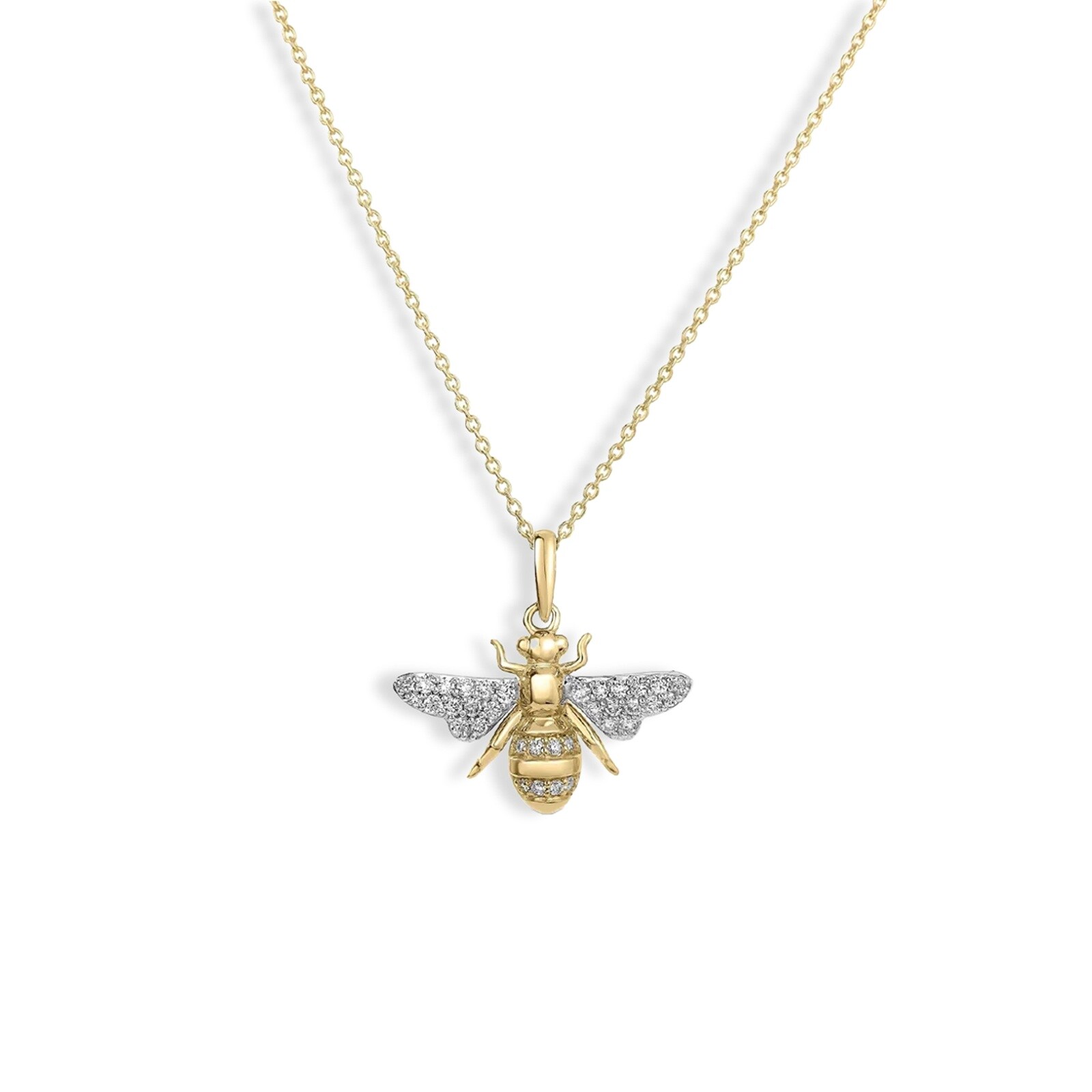 Roberto Coin Tiny Treasures 18K Yellow & White Gold 0.13cttw Diamond Bumble Bee Pendant Necklace