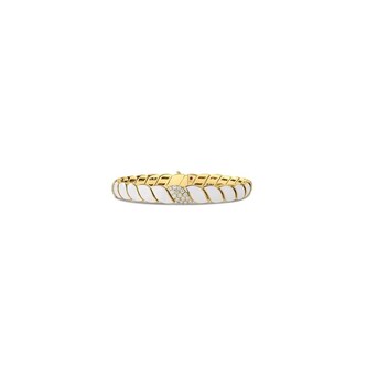 Roberto Coin San Marco 18K Yellow Gold 1.28cttw Diamond & White Enamel Bangle