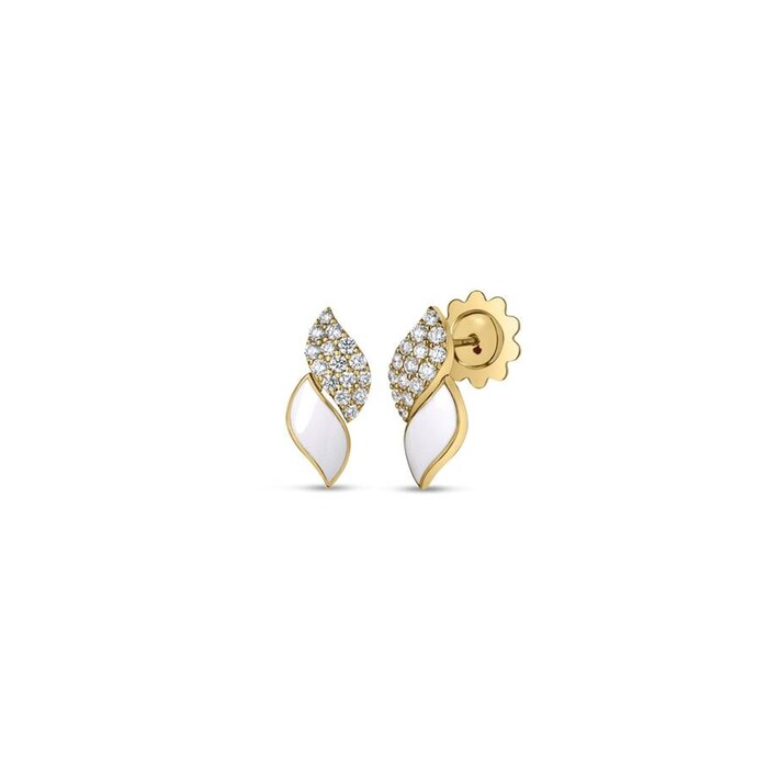 Roberto Coin San Marco 18K Yellow Gold 0.49cttw Diamond & White Enamel Drop Earrings