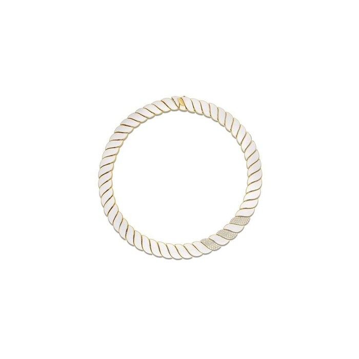 Roberto Coin San Marco 18K Yellow Gold 1.70cttw Diamond & White Enamel Necklace