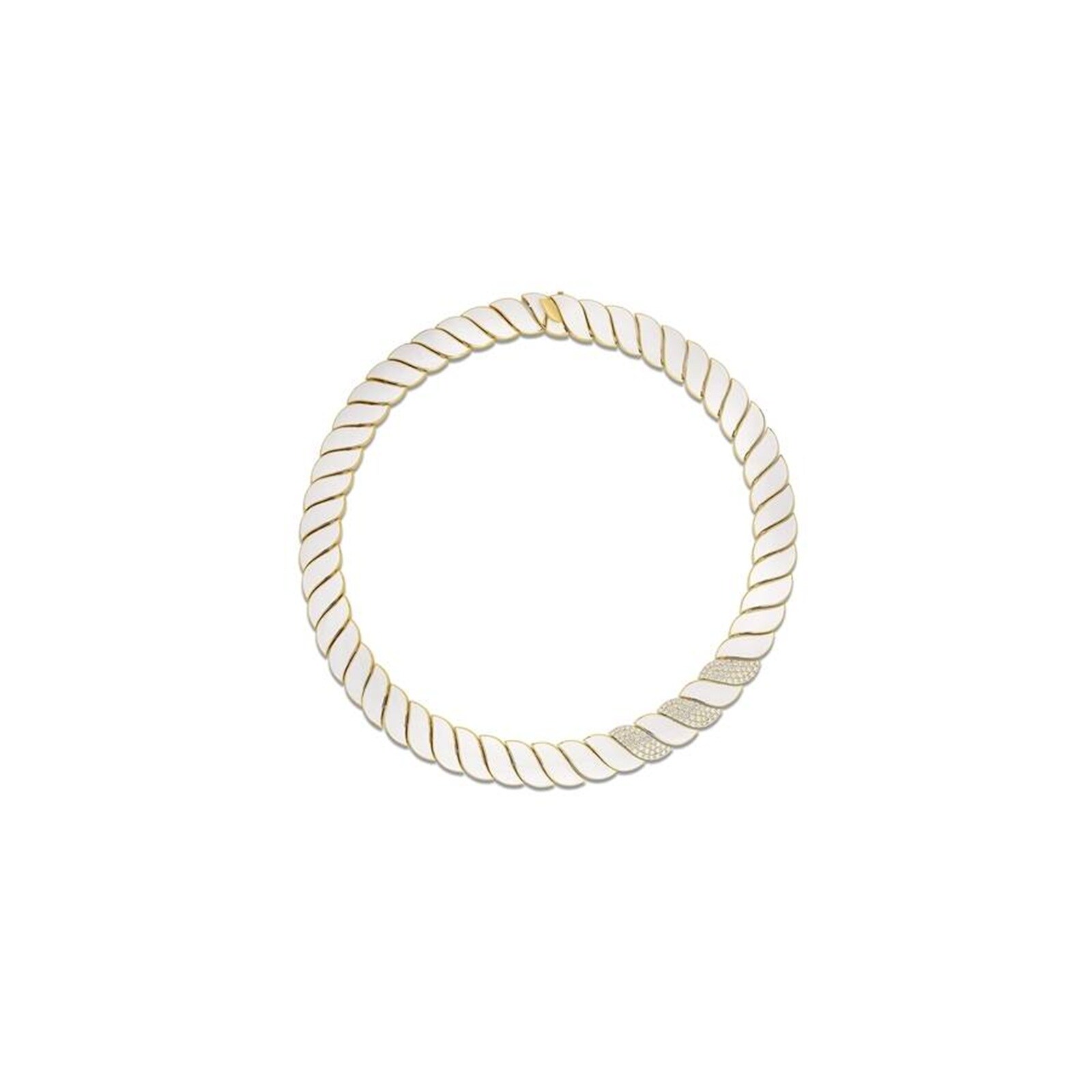 Roberto Coin San Marco 18K Yellow Gold 1.70cttw Diamond & White Enamel Necklace