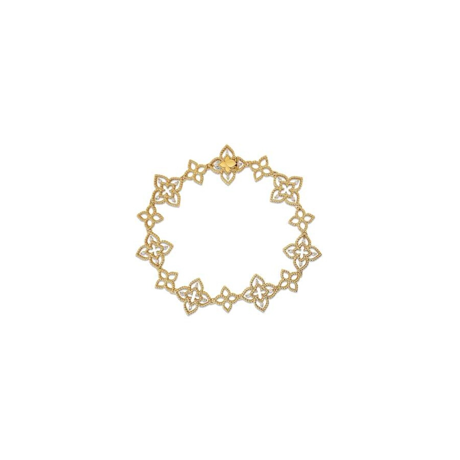 Roberto Coin Princess Flower Principessa 18K Yellow Gold 0.16cttw Diamond Bracelet