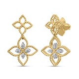 Roberto Coin Princess Flower Principessa 18K Yellow Gold 0.05cttw Diamond Drop Earrings