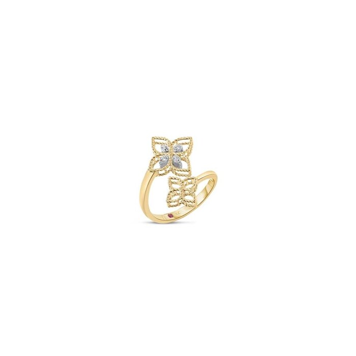 Roberto Coin Princess Flower Principessa 18K Yellow Gold 0.03cttw Diamond Ring - Ring Size 6.5