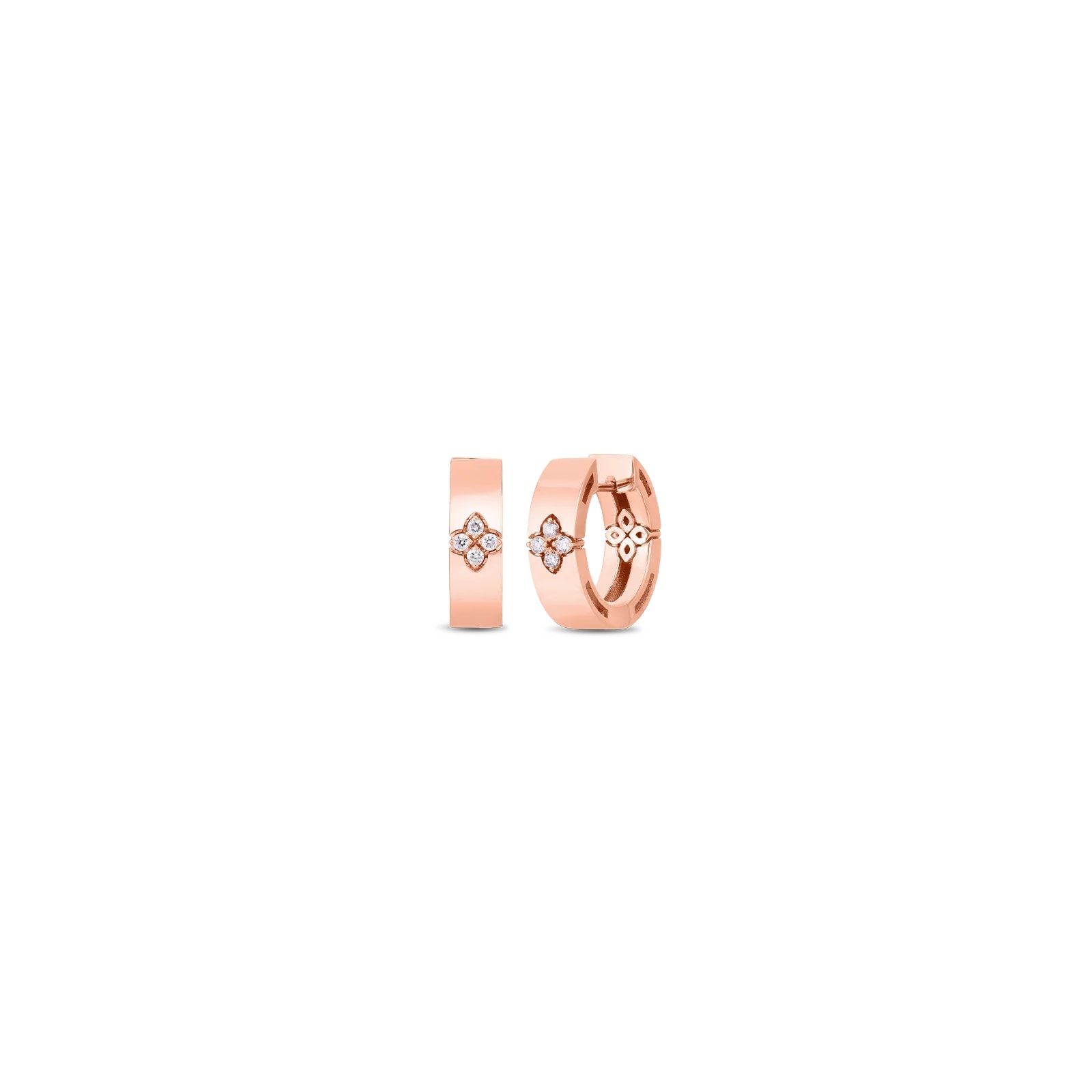 Roberto Coin Love In Verona 18K Rose Gold 0.03cttw Diamond Hoop Earrings