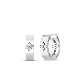 Roberto Coin Love In Verona 18K White Gold 0.03cttw Diamond Hoop Earrings
