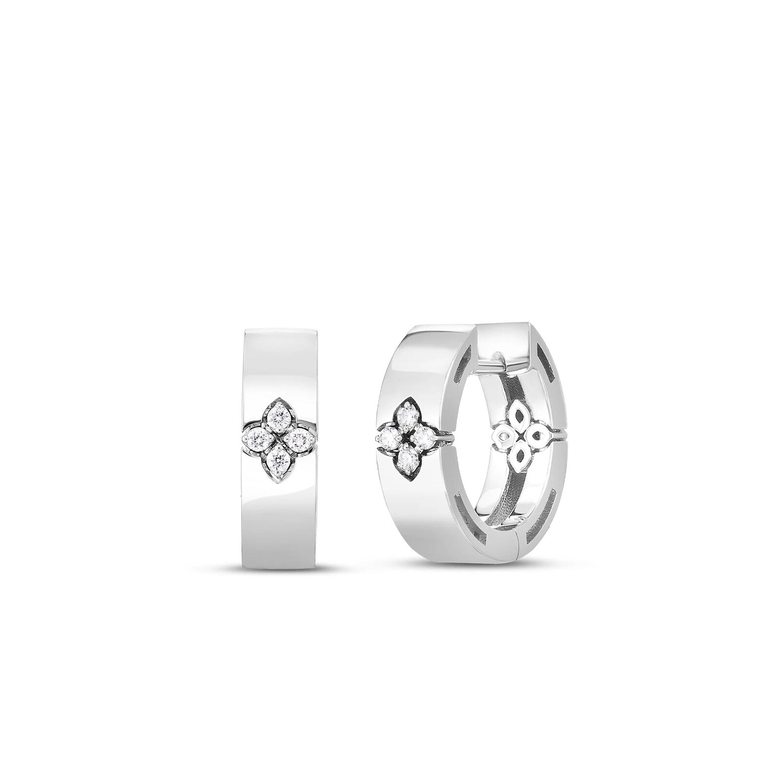 Roberto Coin Love In Verona 18K White Gold 0.03cttw Diamond Hoop Earrings