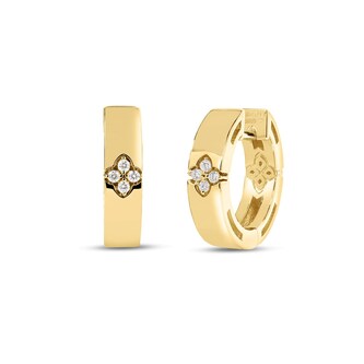 Roberto Coin Love In Verona 18K Yellow Gold 0.03cttw Diamond Hoop Earrings