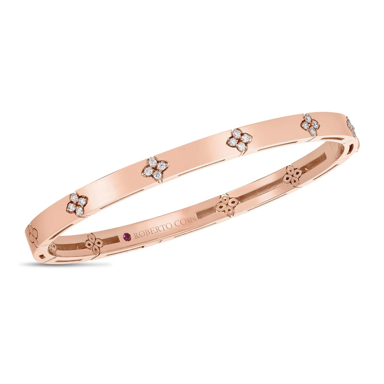 Roberto Coin Love In Verona 18K Rose Gold 0.10cttw Diamond Bangle