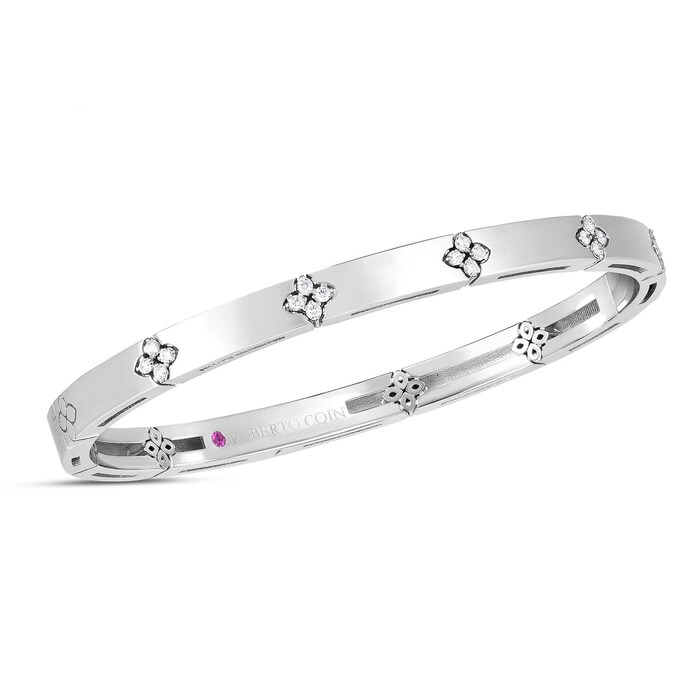 Roberto Coin Love In Verona 18K White Gold 0.10cttw Diamond Bangle