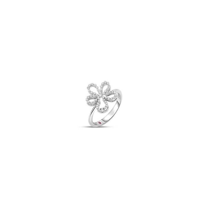 Roberto Coin Jasmine 18K White Gold 0.20cttw Diamond Flower Outline Ring - Ring Size 6.5