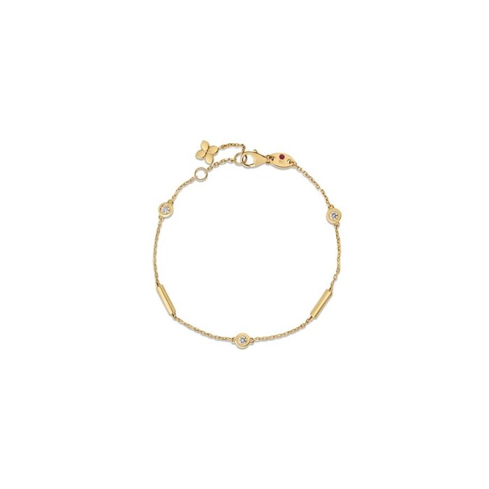 Roberto Coin Diamond By The Inch 18K Yellow Gold 0.16cttw Diamond Bezel Station Bracelet