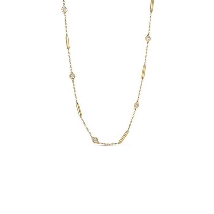 Roberto Coin Diamond By The Inch 18K Yellow Gold 0.83cttw Diamond Bezel Station Necklace