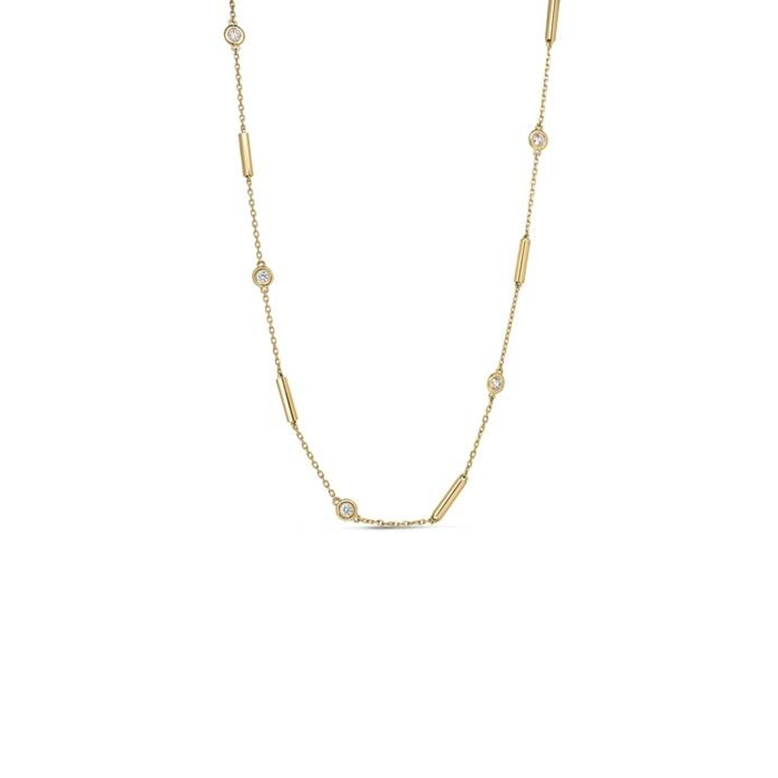 Roberto Coin Diamond By The Inch 18K Yellow Gold 0.83cttw Diamond Bezel Station Necklace