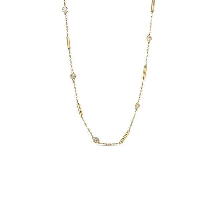 Roberto Coin Diamond By The Inch 18K Yellow Gold 0.33cttw Diamond Bezel Station Necklace