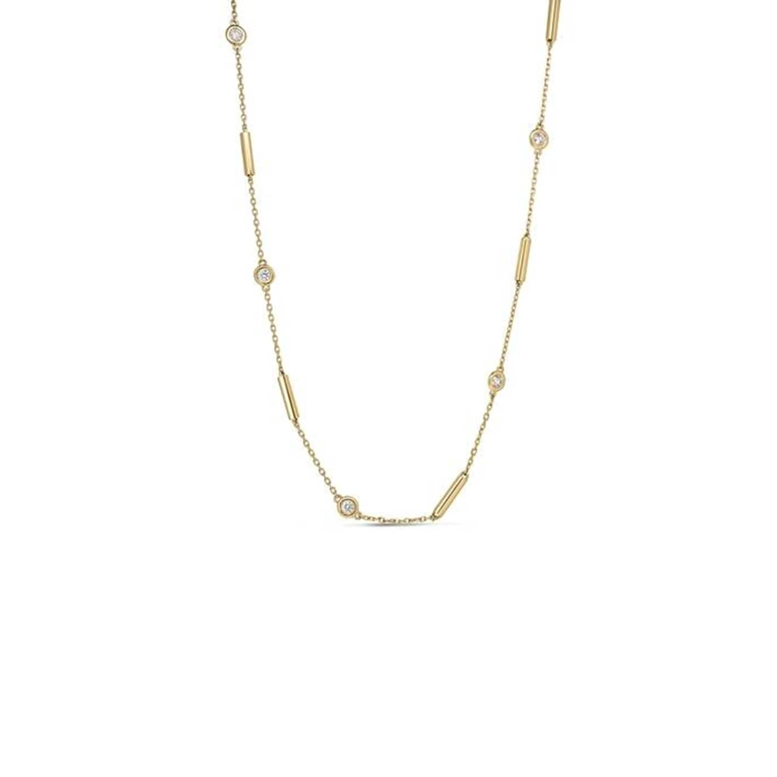 Roberto Coin Diamond By The Inch 18K Yellow Gold 0.33cttw Diamond Bezel Station Necklace