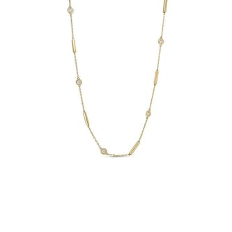 Roberto Coin Diamond By The Inch 18K Yellow Gold 0.33cttw Diamond Bezel Station Necklace