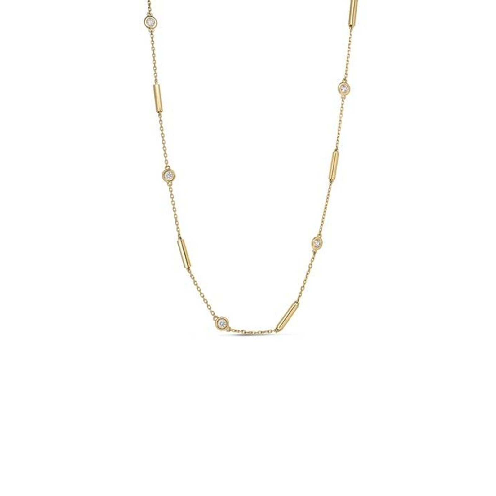 Roberto Coin Diamond By The Inch 18K Yellow Gold 0.33cttw Diamond Bezel Station Necklace