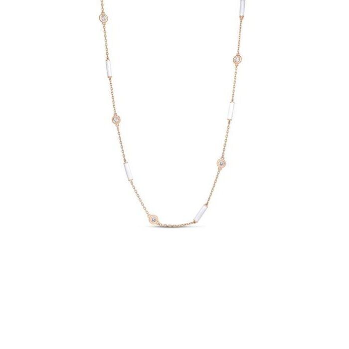 Roberto Coin Diamond By The Inch 18K Yellow Gold 0.83cttw Diamond Bezel Station Necklace