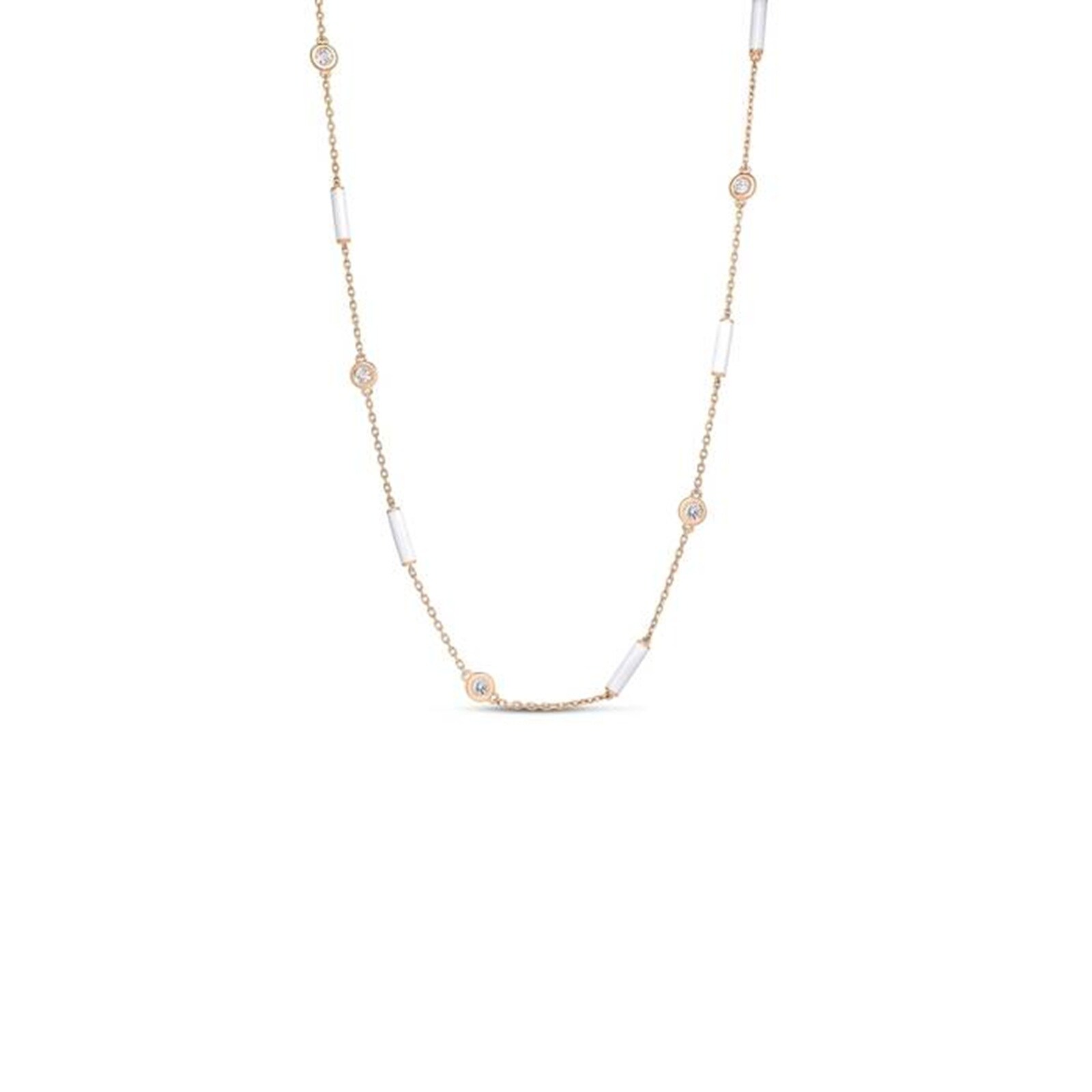 Roberto Coin Diamond By The Inch 18K Yellow Gold 0.83cttw Diamond Bezel Station Necklace