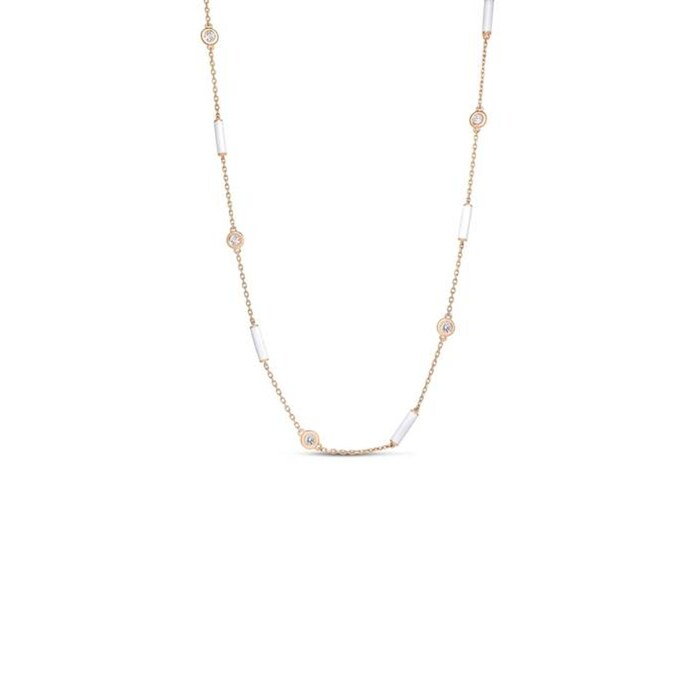 Roberto Coin Diamond By The Inch 18K Yellow Gold 0.83cttw Diamond Bezel Station Necklace