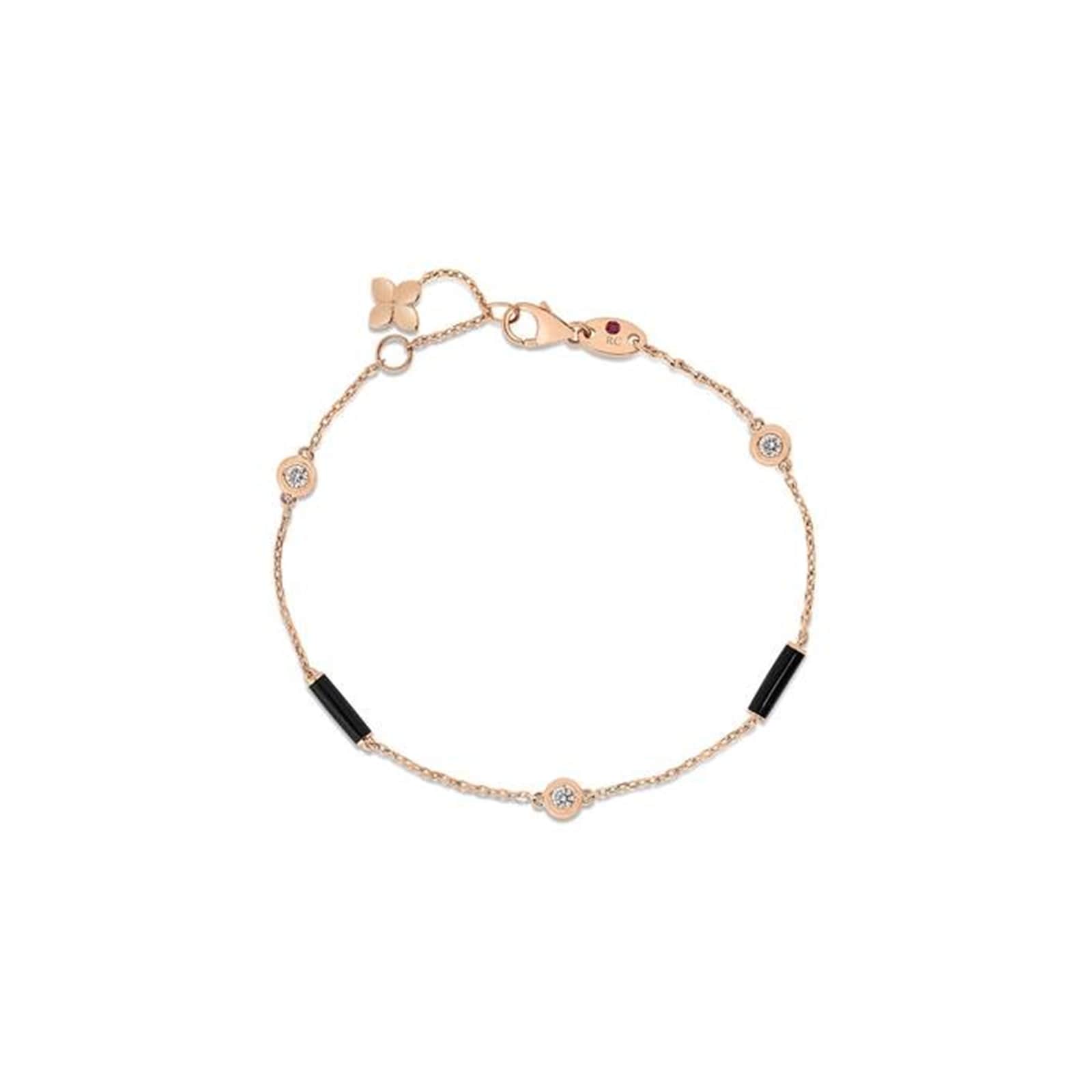 Roberto Coin Diamond By The Inch 18K Rose Gold 0.16cttw Diamond Bezel Station Bracelet