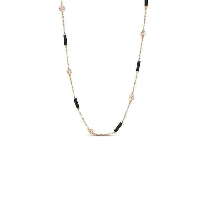 Roberto Coin Diamond By The Inch 18K Rose Gold 0.83cttw Diamond Bezel Station Necklace