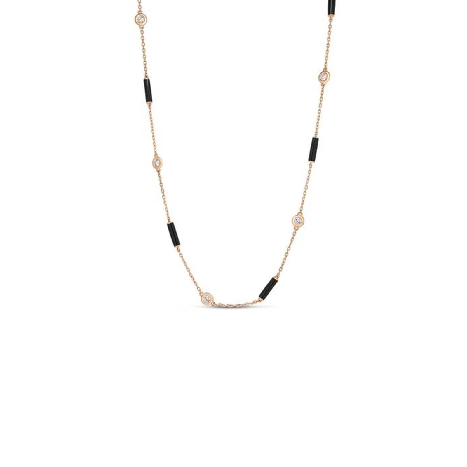 Roberto Coin Diamond By The Inch 18K Rose Gold 0.83cttw Diamond Bezel Station Necklace