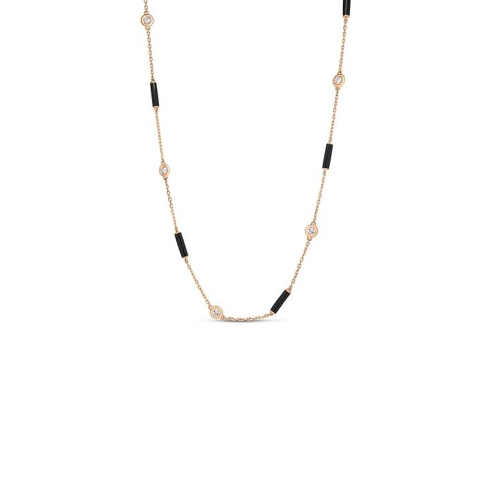 Roberto Coin Diamond By The Inch 18K Rose Gold 0.83cttw Diamond Bezel Station Necklace