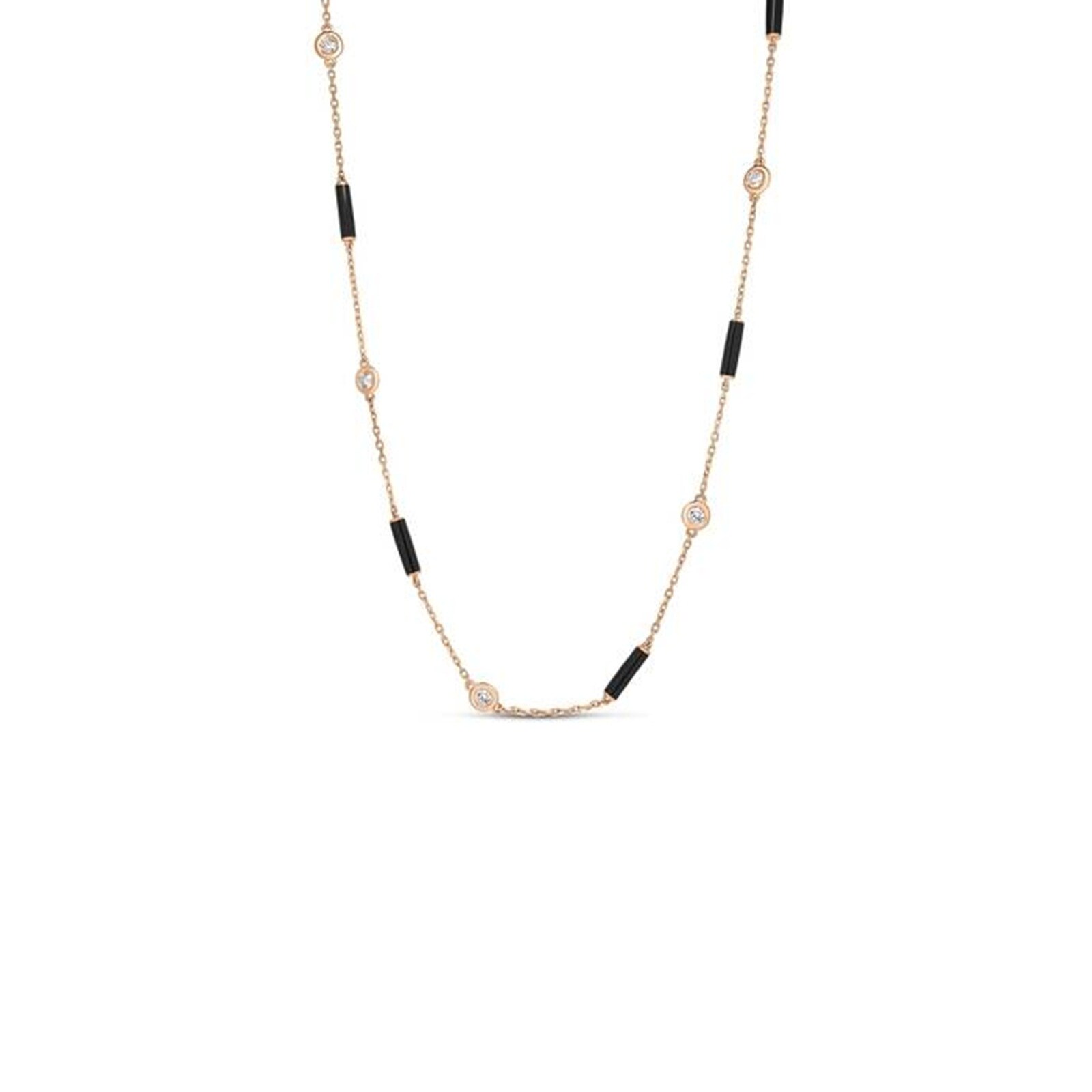 Roberto Coin Diamond By The Inch 18K Rose Gold 0.83cttw Diamond Bezel Station Necklace