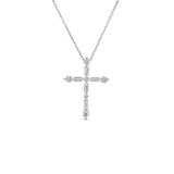 Roberto Coin Diamond Princess 18K White Gold 0.95cttw Diamond Cross Pendant Necklace