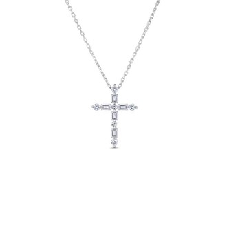 Roberto Coin Diamond Princess 18K White Gold 0.55cttw Diamond Cross Pendant Necklace