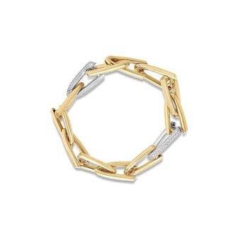 Roberto Coin Designer Gold 18K Yellow Gold 1.55cttw Diamond Triangular Link Bracelet