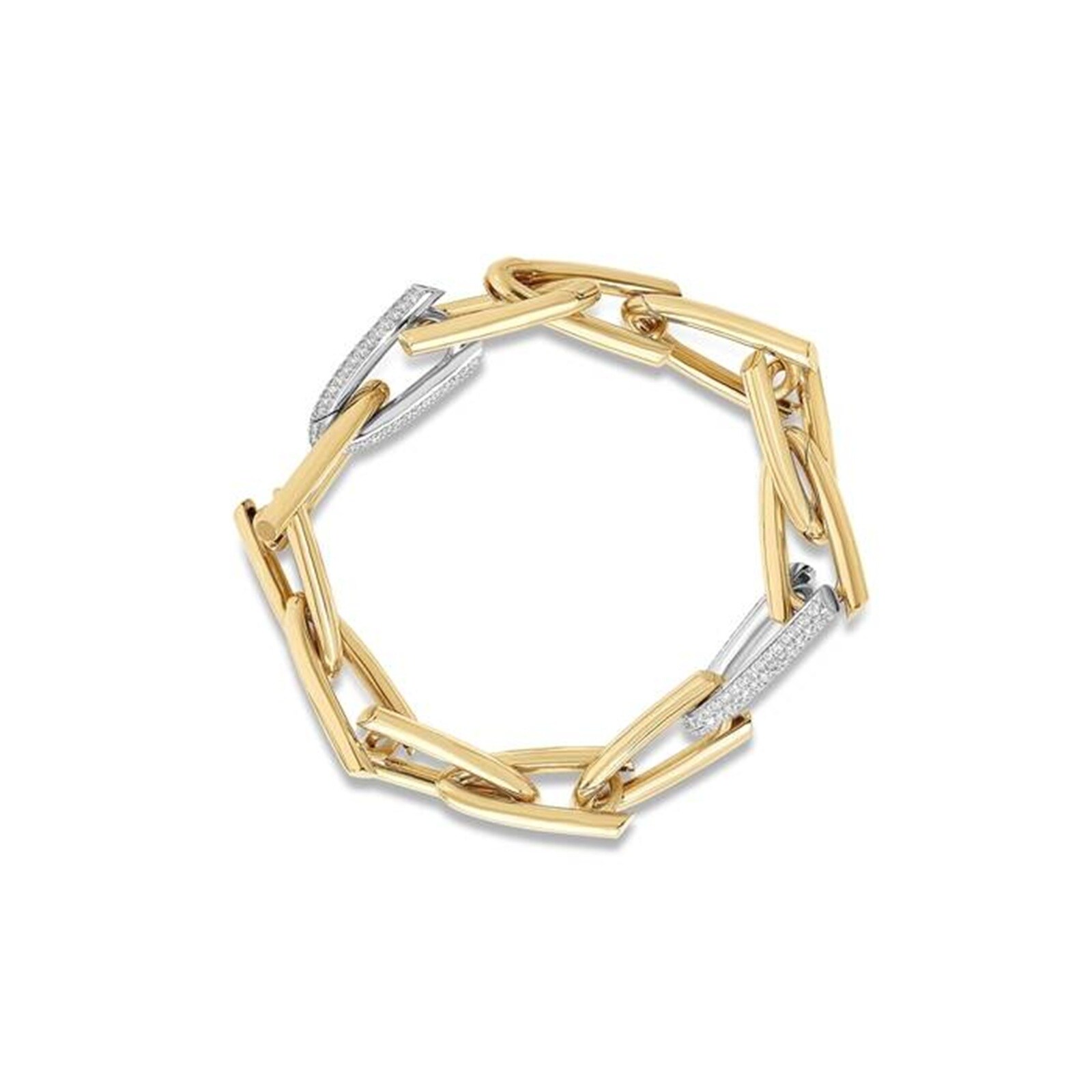 Roberto Coin Designer Gold 18K Yellow Gold 1.55cttw Diamond Triangular Link Bracelet