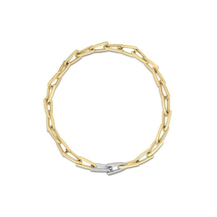 Roberto Coin Designer Gold 18K Yellow Gold 1.55cttw Diamond Triangular Link Necklace