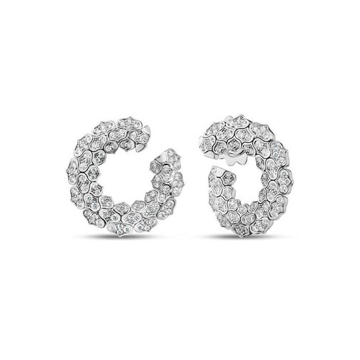 Roberto Coin Cobra 18K White Gold 1.18cttw Diamond Hoop Earrings