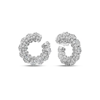 Roberto Coin Cobra 18K White Gold 1.18cttw Diamond Hoop Earrings