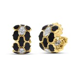 Roberto Coin Cobra 18K Yellow & White Gold 0.64cttw Diamond & Black Enamel Hoop Earrings
