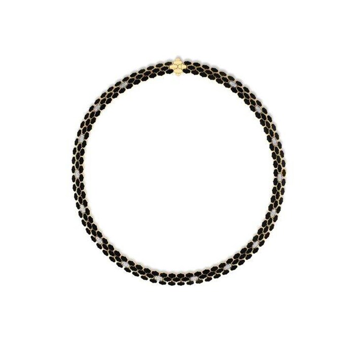 Roberto Coin Cobra 18K Yellow & White Gold 0.64cttw Diamond & Black Enamel Necklace