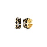 Roberto Coin Cobra 18K Yellow & White Gold 0.34cttw Diamond & Black Enamel Huggie Earrings